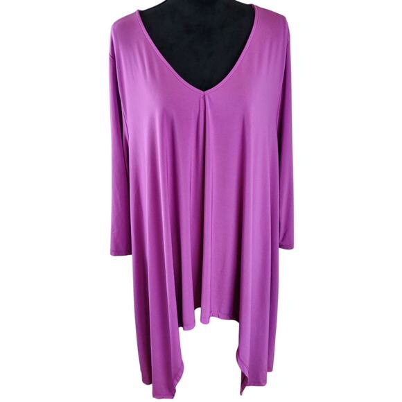 ROAMAN'S Women's Tunic Blouse 2X Purple Polyester Spandex Casual Semi Formal - Picture 1 of 5